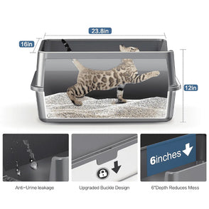 4furbaby Cat litter box with dimensions and features highlighted on a white background