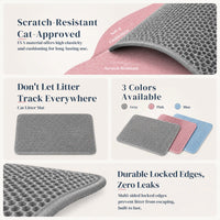 Honeycomb Litter Mat, Double-Layer Anti-Tracking Mat with Waterproof Non-Slip Bottom