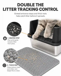 6 in 1 STAINLESS STEEL BUNDLE XXL Stainless Steel Cat Litter Box with High Sides and Low Entry