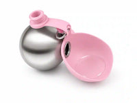Ball-Shaped Stainless Steel Pet Water Bottle with Drinking Bowl, Hanging No-Drip Water Feeder