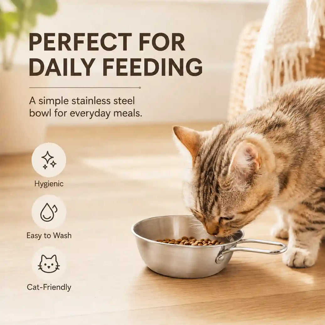 Make Daily Feeding Easier With a Hygienic, Easy-Wash Stainless Steel Cat Bowl