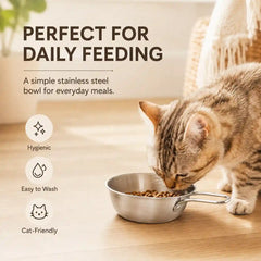 Make Daily Feeding Easier With a Hygienic, Easy-Wash Stainless Steel Cat Bowl