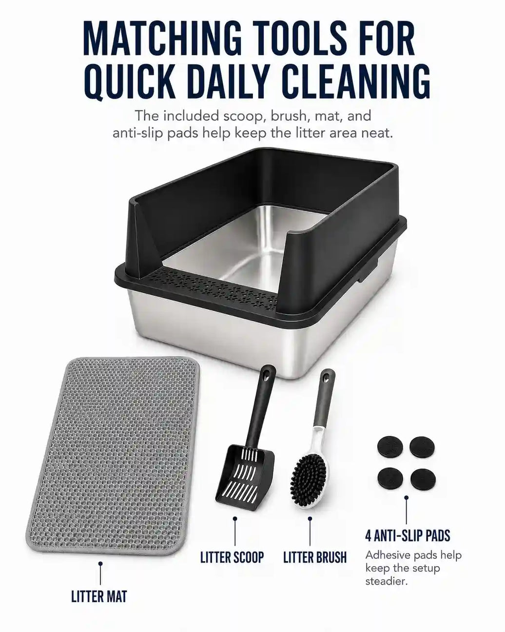 Clean Your Cat’s Litter Box Faster With a Matching Scoop, Brush, and Litter Mat