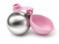 Ball-Shaped Stainless Steel Pet Water Bottle with Drinking Bowl, Hanging No-Drip Water Feeder