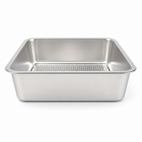 Stainless Steel Sifting Cat Litter Box, Easy-Clean Metal Litter Pan with Perforated Sifter Tray