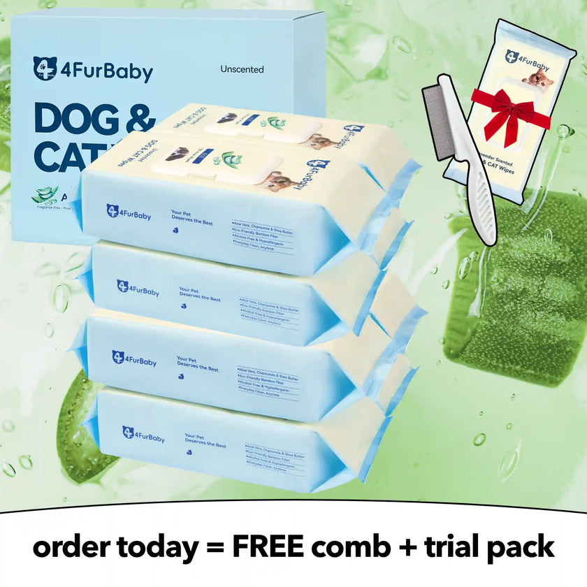 Plant-Based Pet Wipes for Dogs & Cats – Hypoallergenic, Gentle, Cleaning & Hydrating for Paws, Body & Butt – Daily Grooming Use – 400 Count