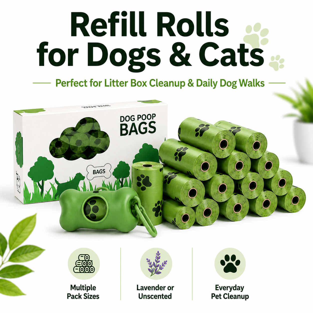 Pet Waste Bags for Dogs & Cats – Cat Litter & Dog Poop Bag Refills