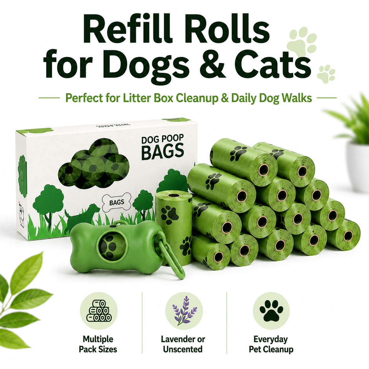 Pet Waste Bags for Dogs & Cats – Cat Litter & Dog Poop Bag Refills