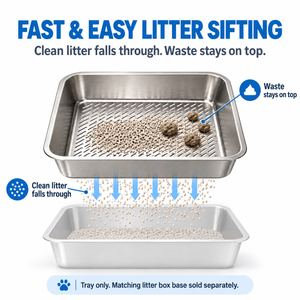 Stainless Steel Cat Litter Sifting Tray Only – 23.6" × 15.7" × 5.9"