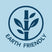Earth Friendly logo with bamboo and leaves on a light blue background
