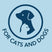 Logo with a dog and cat silhouette and 'For Cats and Dogs' text on a light blue background