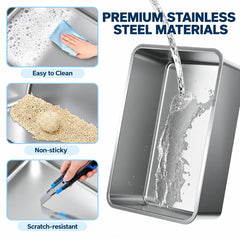 XXXL Stainless Steel Cat Litter Box with Lid – Dual Entry, 28" L × 20" W × 18" H
