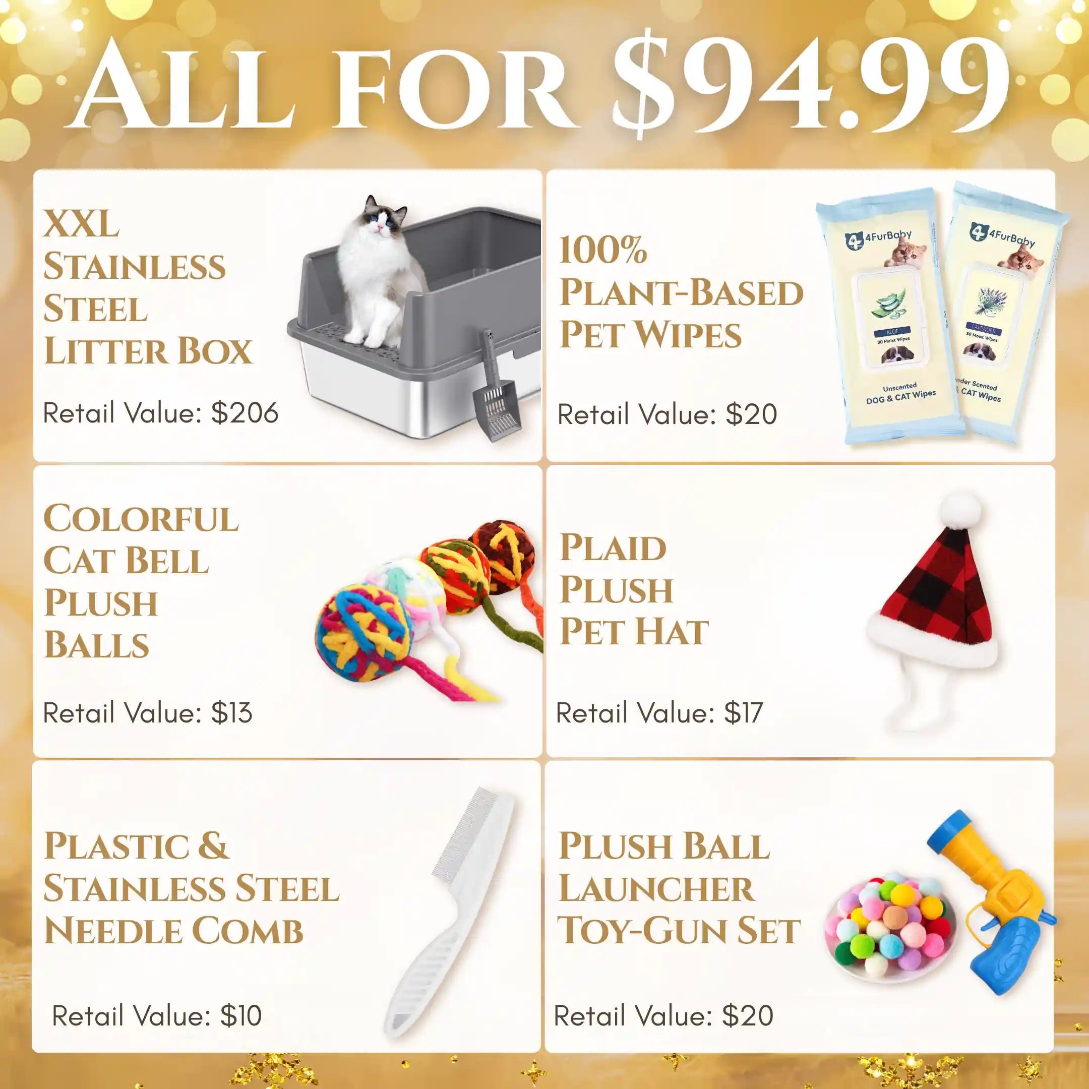 XXL Stainless Steel Cat Litter Box with Lid – High Sides, Low Entry, Easy to Clean, Odor-Free, Anti-Leak | Buy 2 & Save $10