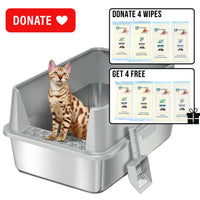 XXL Stainless Steel Cat Litter Box with Lid – High Sides, Low Entry, Easy to Clean, Odor-Free, Anti-Leak | Buy 2 & Save $10