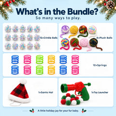 Christmas Cat Toy Bundle with Ball Launcher, Bell Balls & Santa Hat