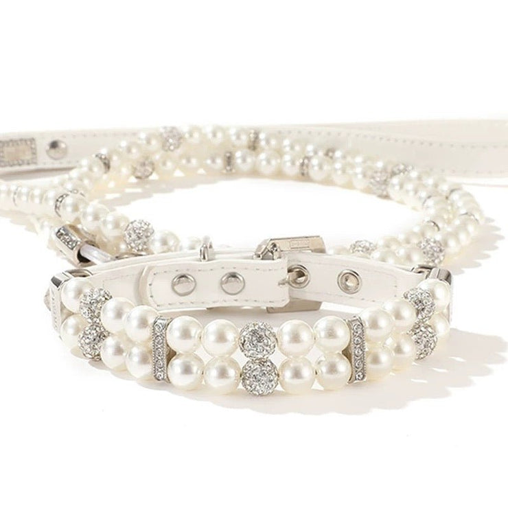 Double - Row Pearl Pet Collar - Charm Necklace - Luxury Pearl Pet Necklace - 4FurBaby