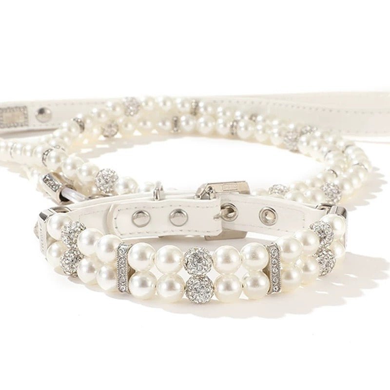 Double - Row Pearl Pet Collar - Charm Necklace - Luxury Pearl Pet Necklace - 4FurBaby