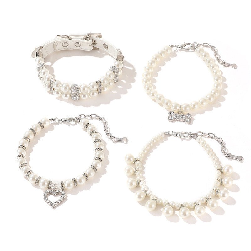 Elegant Pet Pearl Collar Set - Pet Necklace Series (4 Elegant Designs) - Available in Three Sizes (S, M, L) - 4FurBaby