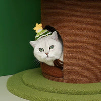 Handcrafted Crochet Christmas Tree Pet Hat with delicate festive details and a charming star topper - Knitted Santa Hat for Cats and Dogs - 4FurBaby