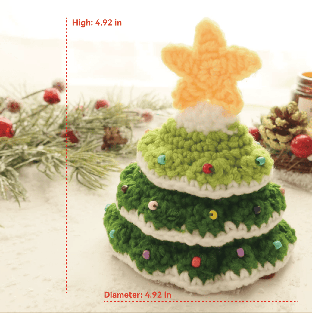 Handcrafted Crochet Christmas Tree Pet Hat with delicate festive details and a charming star topper - Knitted Santa Hat for Cats and Dogs - 4FurBaby