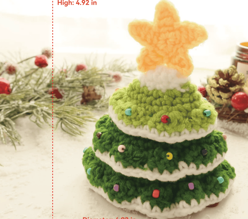 Handcrafted Crochet Christmas Tree Pet Hat with delicate festive details and a charming star topper - Knitted Santa Hat for Cats and Dogs - 4FurBaby