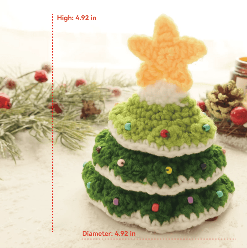 Handcrafted Crochet Christmas Tree Pet Hat with delicate festive details and a charming star topper - Knitted Santa Hat for Cats and Dogs - 4FurBaby