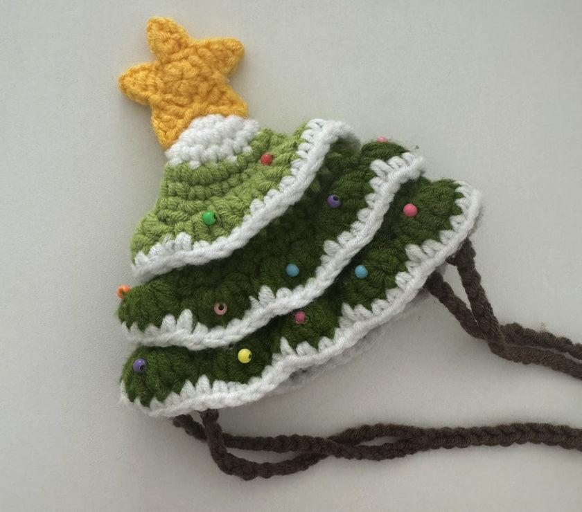 Handcrafted Crochet Christmas Tree Pet Hat - Knitted Santa Hat for Cats and Dogs - 4FurBaby
