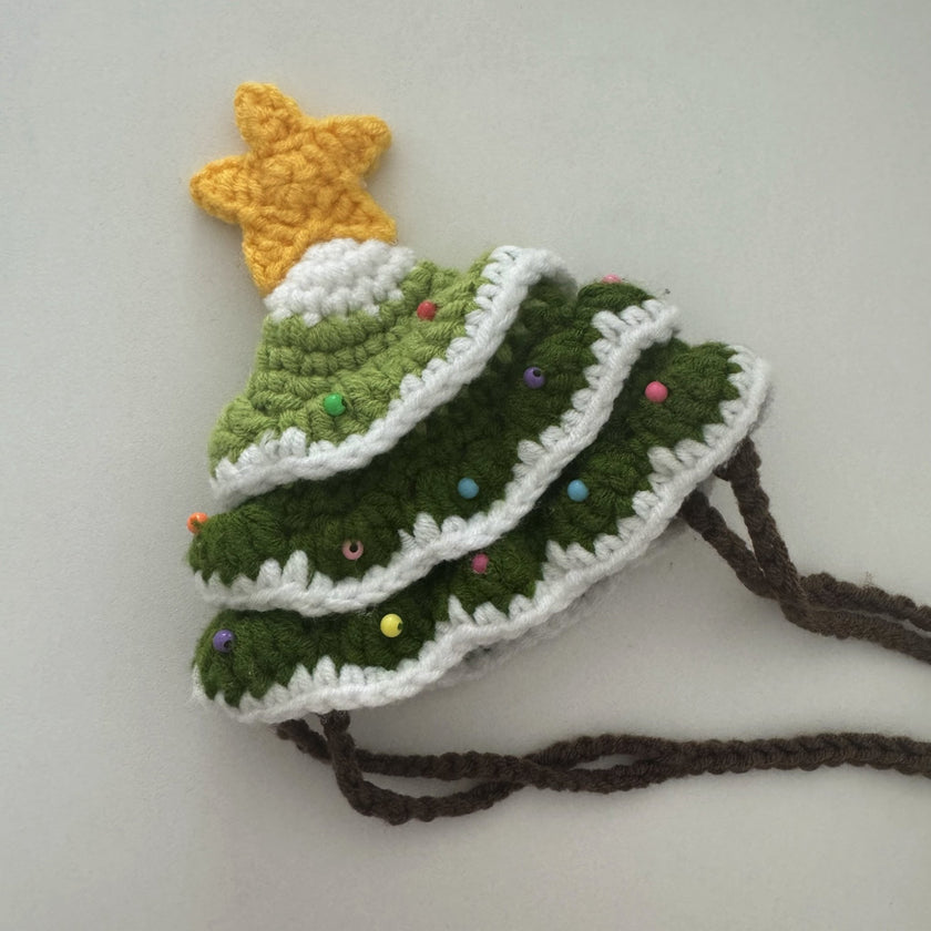 Handcrafted Crochet Christmas Tree Pet Hat - Knitted Santa Hat for Cats and Dogs - 4FurBaby