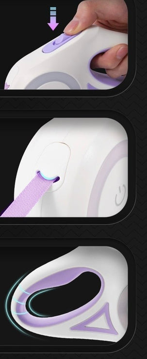 LED Light - Up Retractable Dog Leash - Automatic Pet Walking Leash with Colorful Breathing Light - 4FurBaby