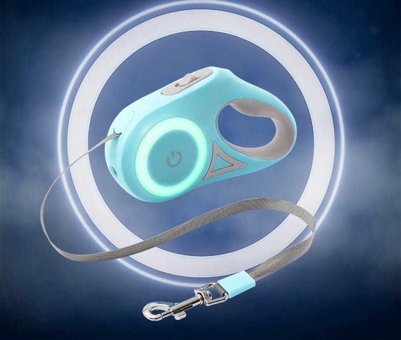LED Light - Up Retractable Dog Leash - Automatic Pet Walking Leash with Colorful Breathing Light - 4FurBaby