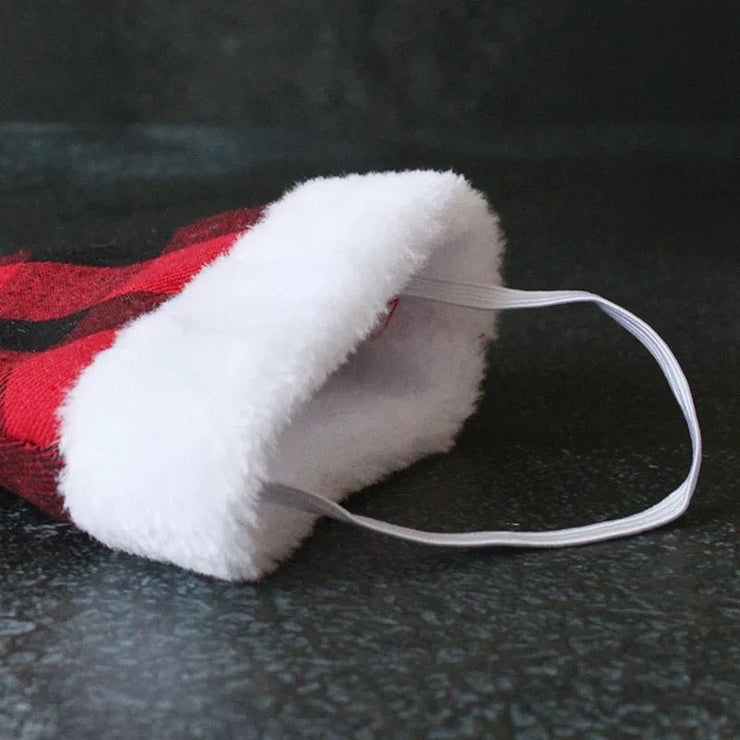 New Pet Christmas Hat - Red and Black Plaid Plush Hat, Festive Pet Headwear - 4FurBaby