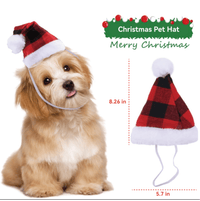 New Pet Christmas Hat - Red and Black Plaid Plush Hat, Festive Pet Headwear - 4FurBaby