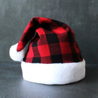New Pet Christmas Hat - Red and Black Plaid Plush Hat, Festive Pet Headwear - 4FurBaby