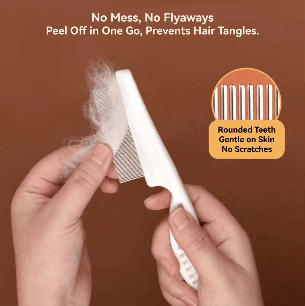 Pet Flea Comb - Plastic & Stainless Steel Needle Comb for Cats and Dogs - 4FurBaby