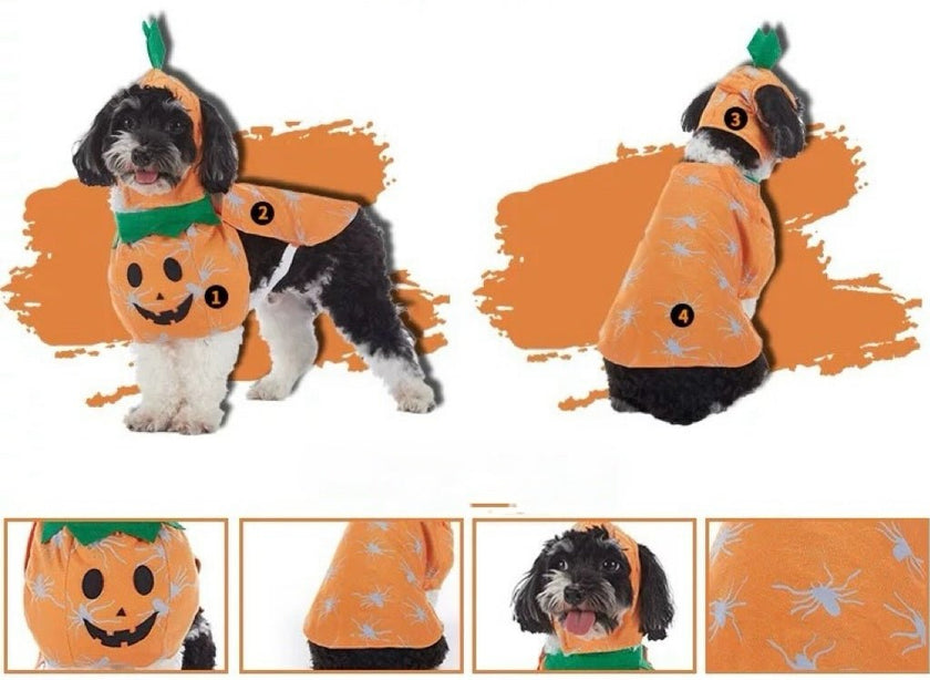 Pet Party Costume - Funny Cartoon Bat and Pumpkin Outfit for Small Dogs - 4FurBaby