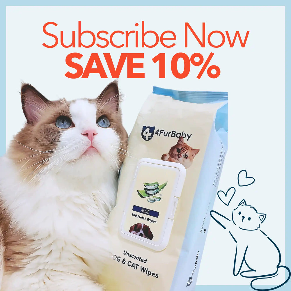 Promotional banner for 4FurBaby dog and cat wipes