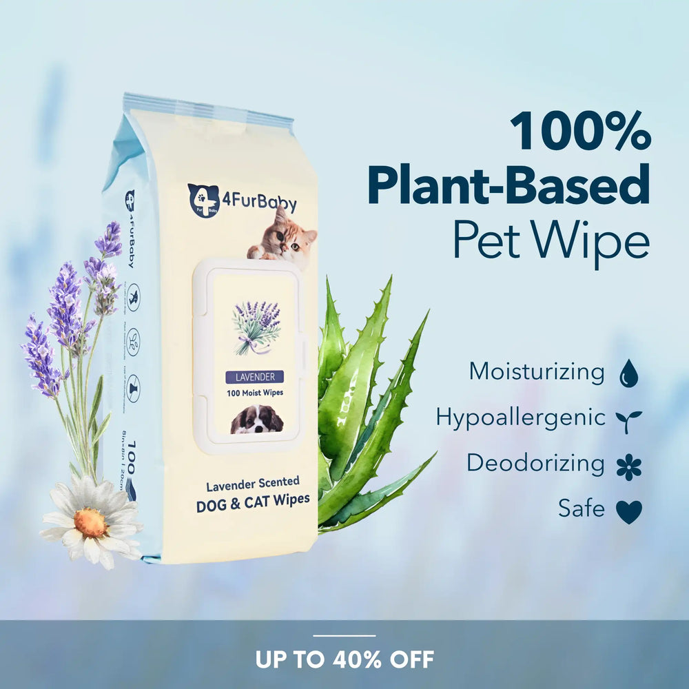 Promotional banner for 4FurBaby dog and cat wipes