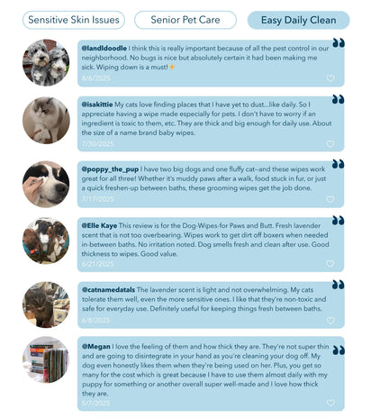 Reviews of pet grooming wipes
