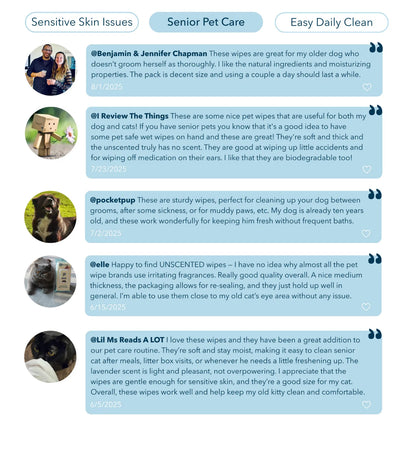 Reviews of pet grooming wipes
