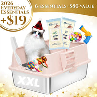 XXL Stainless Steel Cat Litter Box with Lid – High Sides, Low Entry, Easy to Clean, Odor-Free, Anti-Leak | Buy 2 & Save $10