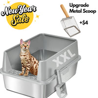 XXL Stainless Steel Cat Litter Box with Lid – High Sides, Low Entry, Easy to Clean, Odor-Free, Anti-Leak | Buy 2 & Save $10
