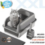 XXL Stainless Steel Cat Litter Box with Lid – High Sides, Easy to Clean, Odor - Free, Anti - Leak | Buy 2 & Save $10 - 4FurBaby6